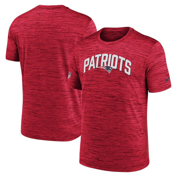Men's New England Patriots Red Sideline Velocity Stack Performance T-Shirt